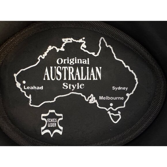 Original Australian Style Mens Hat Black Leather Sz M Aussie Outback Bush Casual - Picture 6 of 12